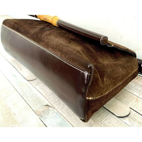 La Laurent BROWN GENUINE SUEDE LEATHER FLAP SATCHEL SHOULDER BAG HANDBAG PURSE - Picture 8 of 11